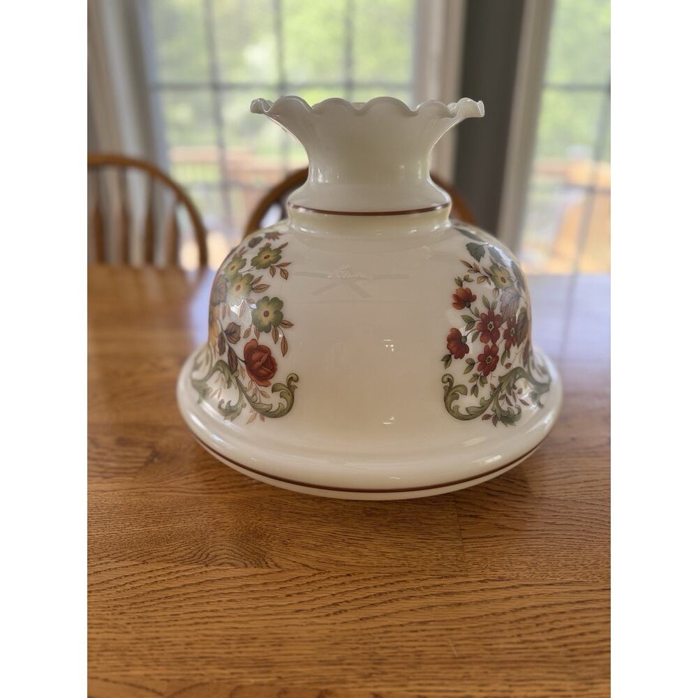 Vintage Floral Milk Glass Hurricane Lamp Shade Globe 10” GWTW Style - Picture 2 of 6
